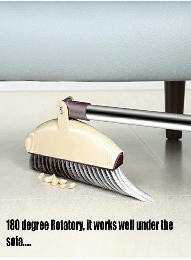 Jingyuan Broom Set Soft Bristle,Broom And Dustpan EXTRA LONG 47 inches handle-Dust And Brush Upright (Plastic , Hard_Floor) Beige - Image 5
